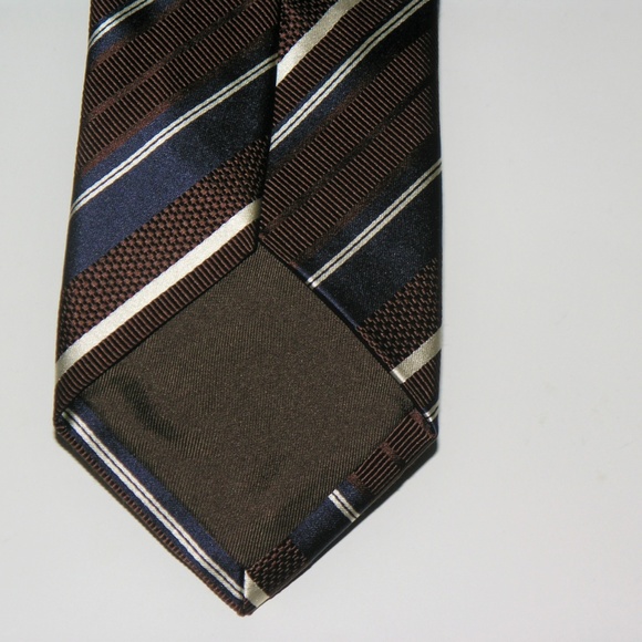 Bigi Silk Classic Width Maroon Blue Striped Repp Tie - Picture 5 of 6